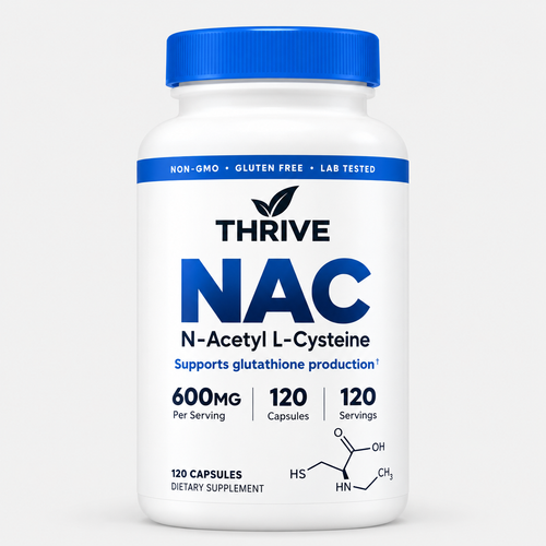 Thrive NAC 600mg | N-Acetyl L-Cysteine for Glutathione Production, Liver Health & Cellular Antioxidant Support | 120 Capsules