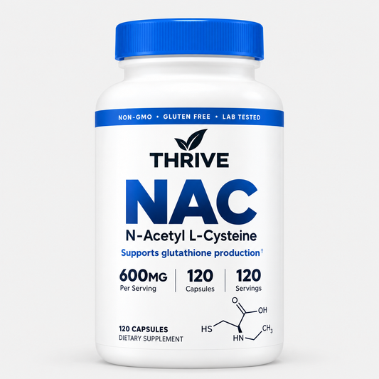 Thrive NAC 600mg | N-Acetyl L-Cysteine for Glutathione Production, Liver Health & Cellular Antioxidant Support | 120 Capsules